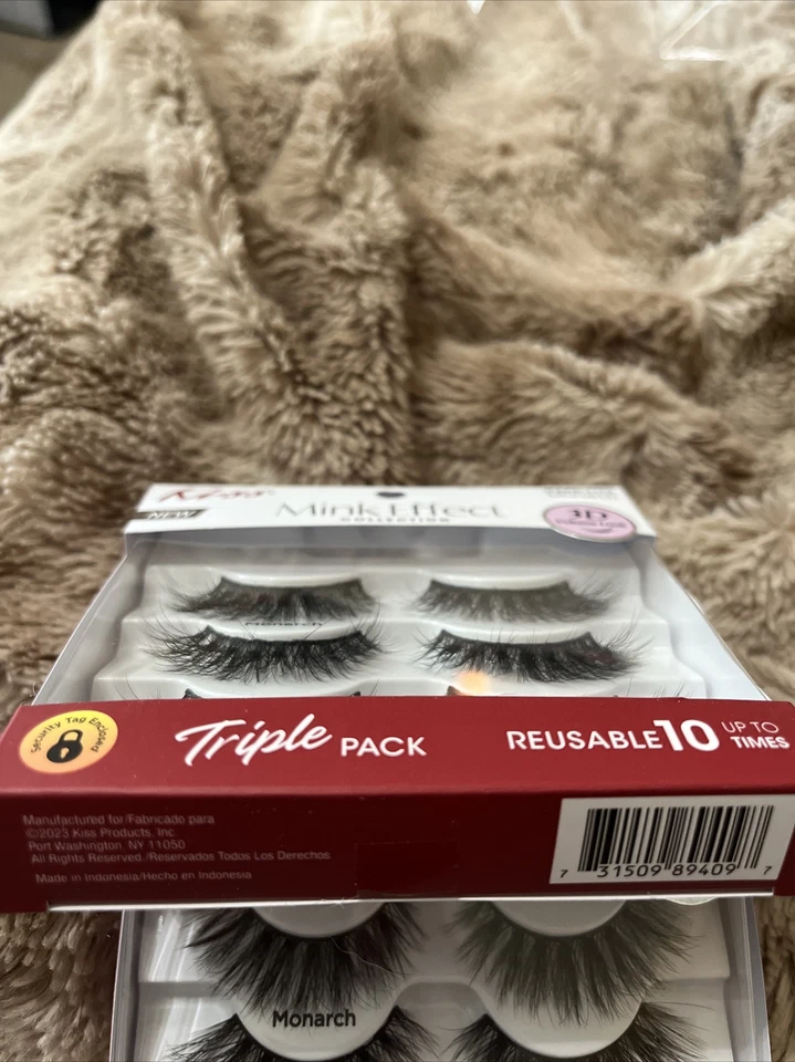 2x - Colección Pestañas Efecto Visón Beso KMET03 Monarca Aspecto 3D - 2 Paquetes Triples Foto 4 de 4