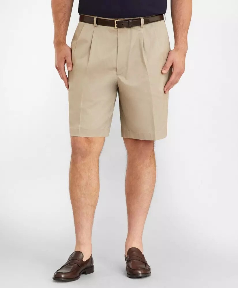 Short Chino Brooks Brothers Homme 36W / 8" - Kaki Plissé - Neuf Sans étiquette