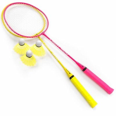 Badminton Set 2 Schläger Badmintonschläger Federball für Kinder 3 Federbällen