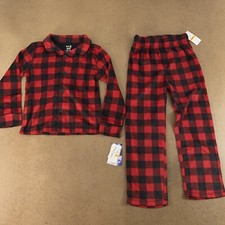 Max  Olivia Kids Size Small 6/7 Red Black Plaid 2 Piece Fleece Pajama Set NWT