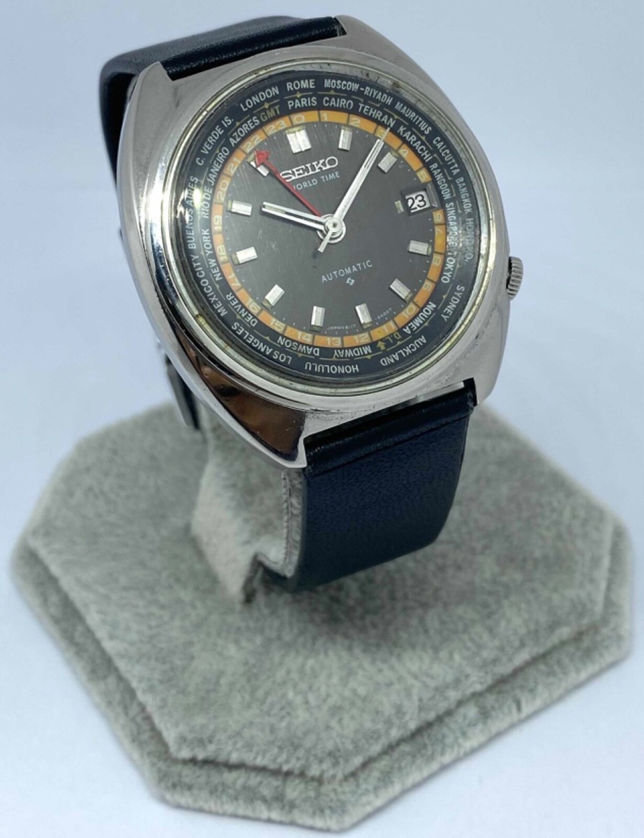 Vintage Rare Seiko World Time, Automatic 6117 6400. Black dial. | eBay