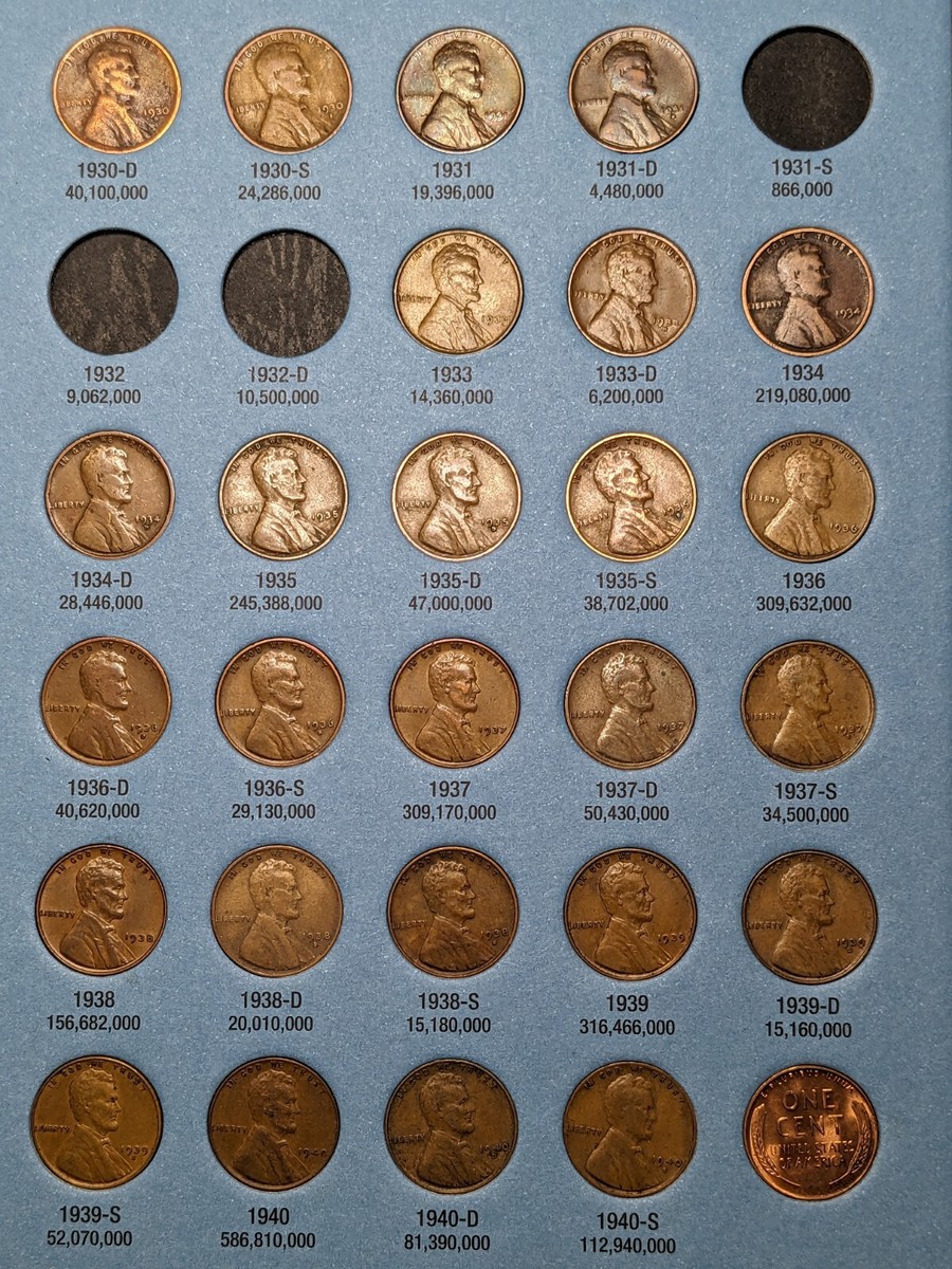 リンカーン　1〜30　30巻セット　管理番号10621 1909-1940 Lincoln Cent 21 Coin Set Page 1 Whitman Number 1