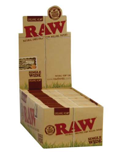 1 boîte (50 x) feuilles RAW Organic Single Wide chanvre bio chanvre chanvre papier régulier - Photo 1 sur 2