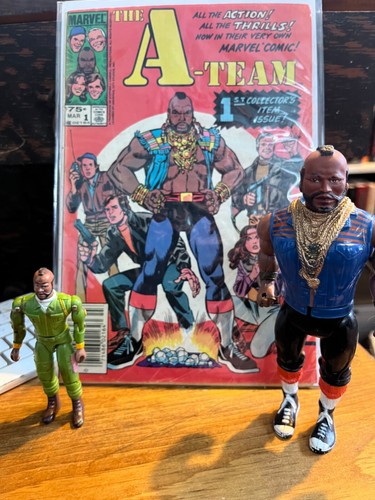 Mr. T Collection- B.A. BARACUS Vintage Action Figures 1983 + The A-Team #1 comic