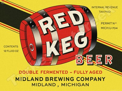 Red Keg Beer Label 18'' x 24'' Metal Sign