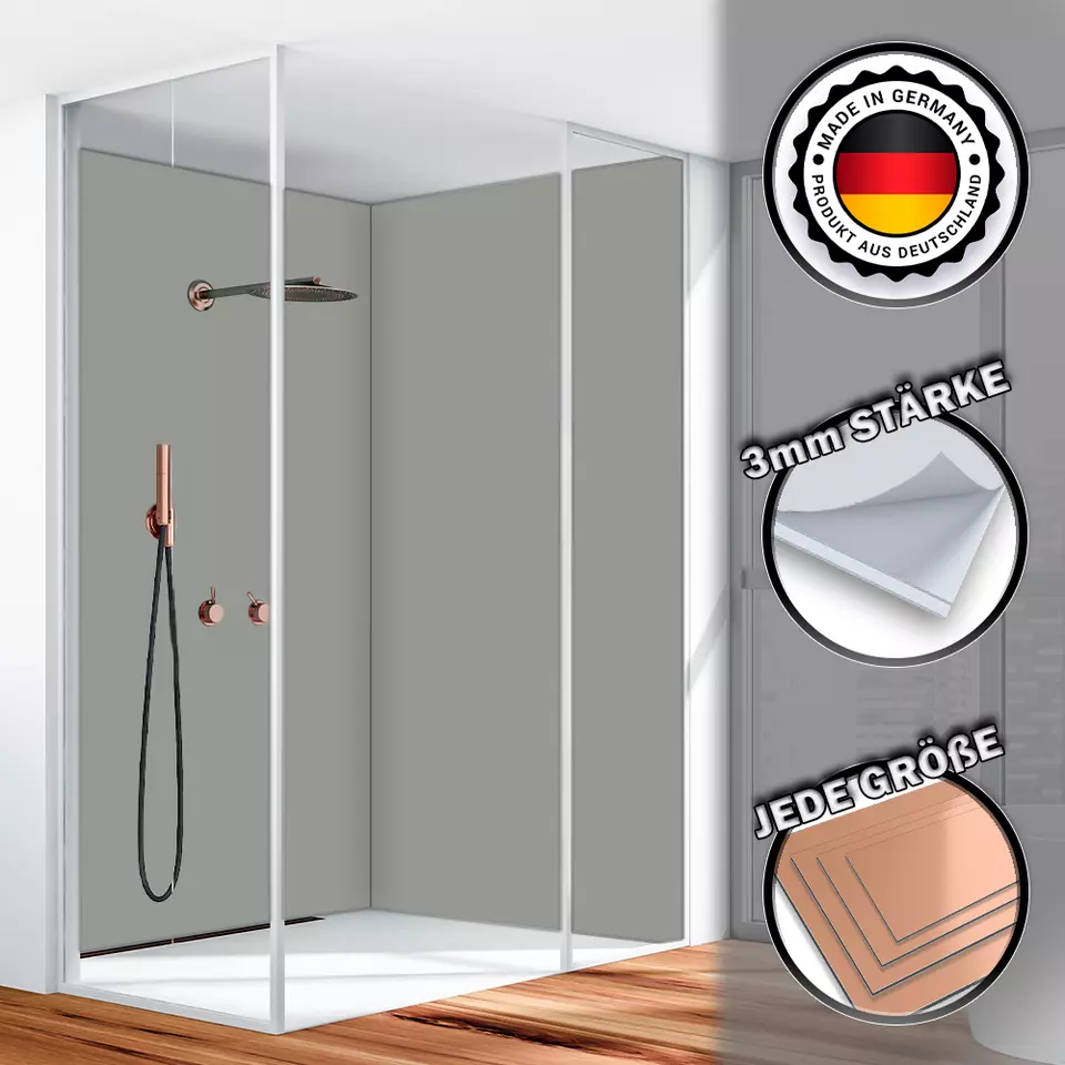 Duschrückwand Alu 3mm Wandverkleidung Badrückwand Fliesenverkleidung Silber - Bild 2 von 4