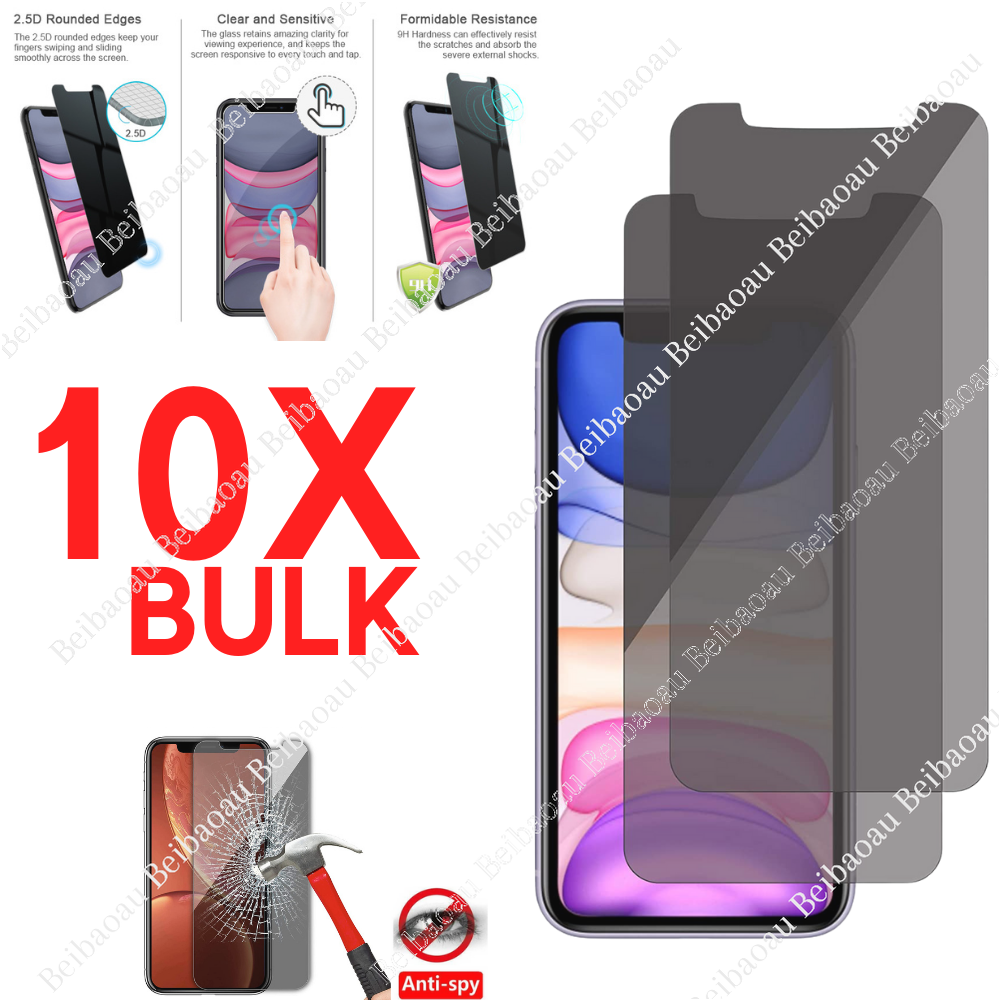 10X Anti Spy Private Screen Protector Tempered Glass For iPhone 13 12 11 XR 8 6