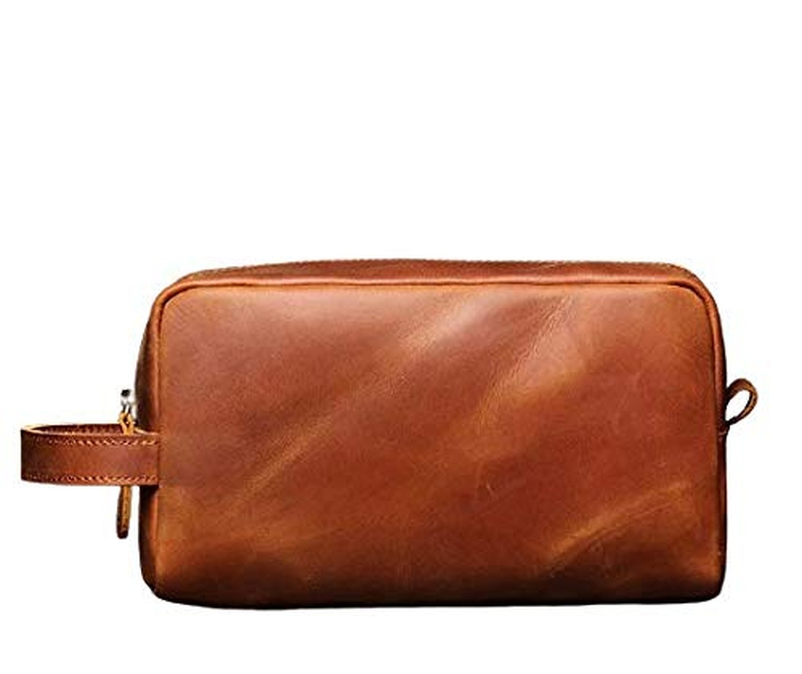 Vintage Crazy Horse Full Grain Leather Dopp Kit Toiletry Travel Bag