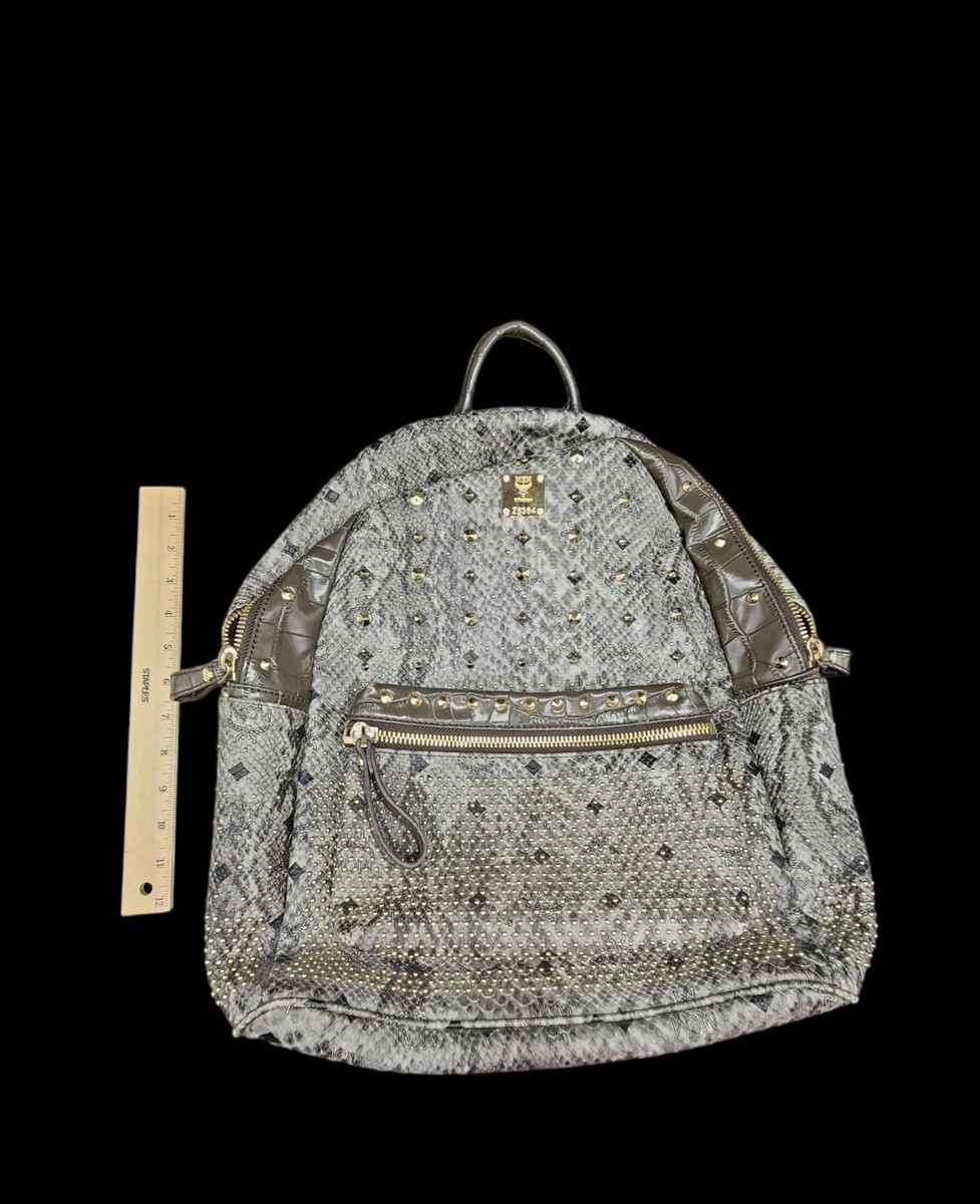 MCM Snakeskin Gold Studded Backpack | eBay display picture 3