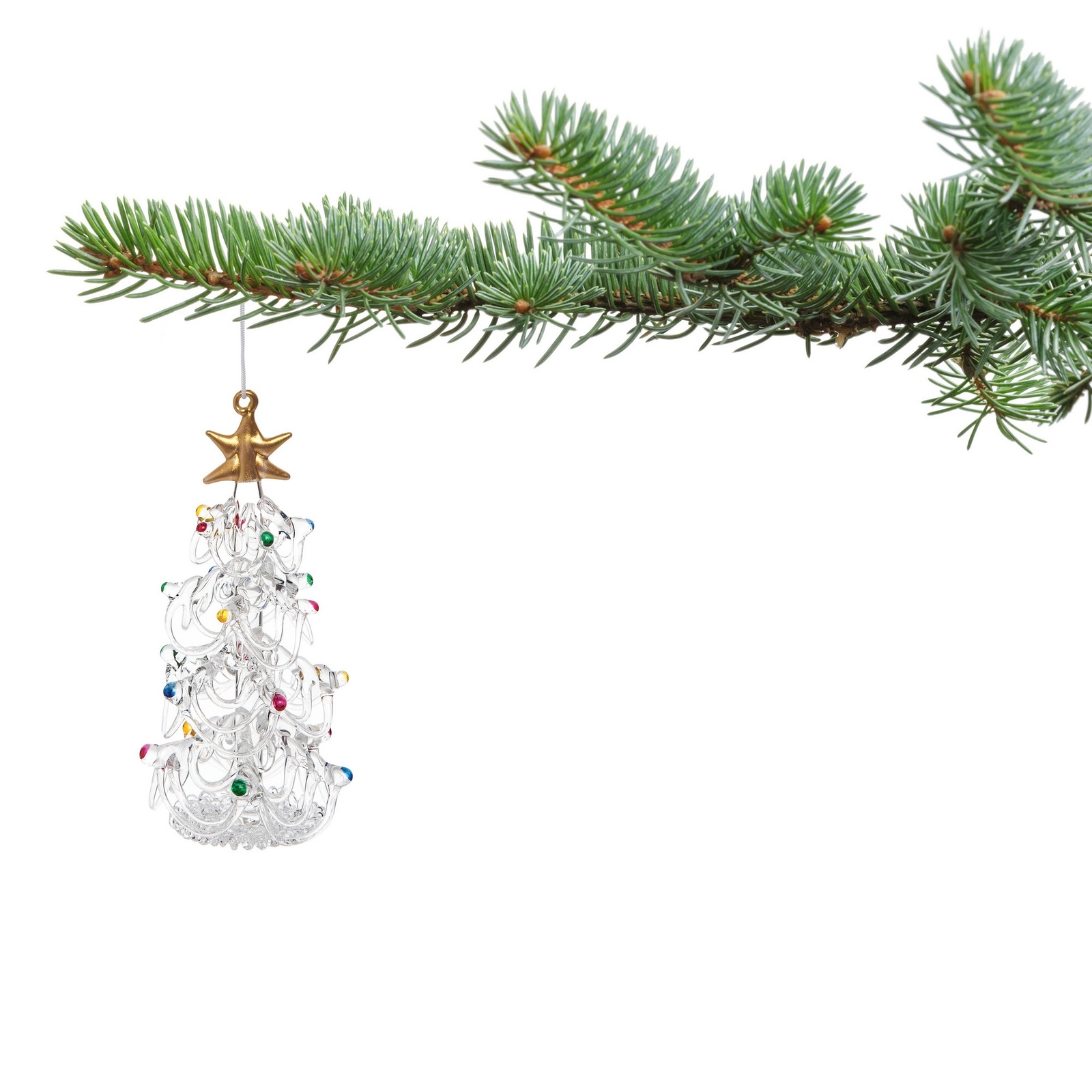 Spun Glass Christmas Tree Glass Holiday Christmas Xmas Ornament 2.5" x