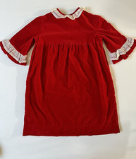 Vtg Red Velvet Christmas Dress with lace Girls Size 4-6 Handmade