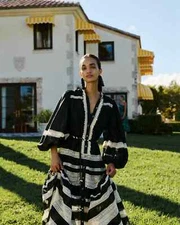 NEW! Zimmerman Rhiannon Black and Cream Cotton Dress Size 1, Small