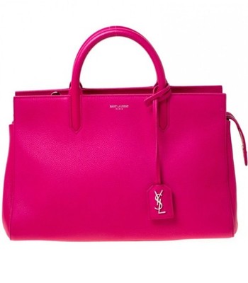 Saint Laurent Grained Calfskin Small Cabas Rive Gauche – Fuchsia