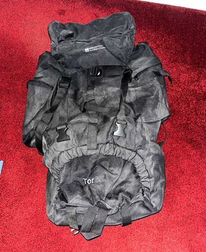 Mountain Warehouse Tor 65L Black Trekking/Hiking Rucksack Backpack Extra Pockets