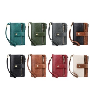 Women Wallets Rfids Blocking Leather Trifold Clutch Wallet Holder