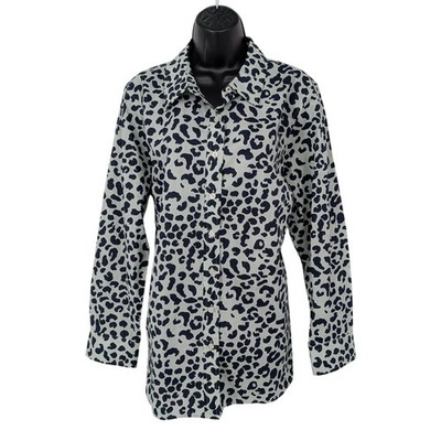 Talbots Leopard Print Button Front Top Office Preppy Statement Chic Boho Plus 1X