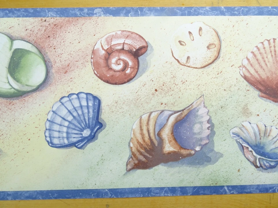 Обои кайма морские раковины морские звезды на пляже темно-синие коричневые 6,75 дюйма - Изображение 4 из 4