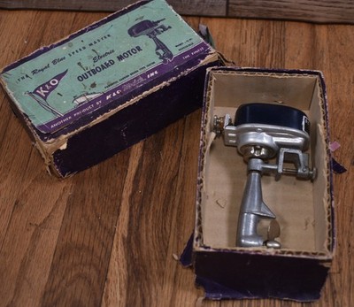 Vintage K&O Royal Blue Speed Master Electric Outboard Toy Motor In Original Box