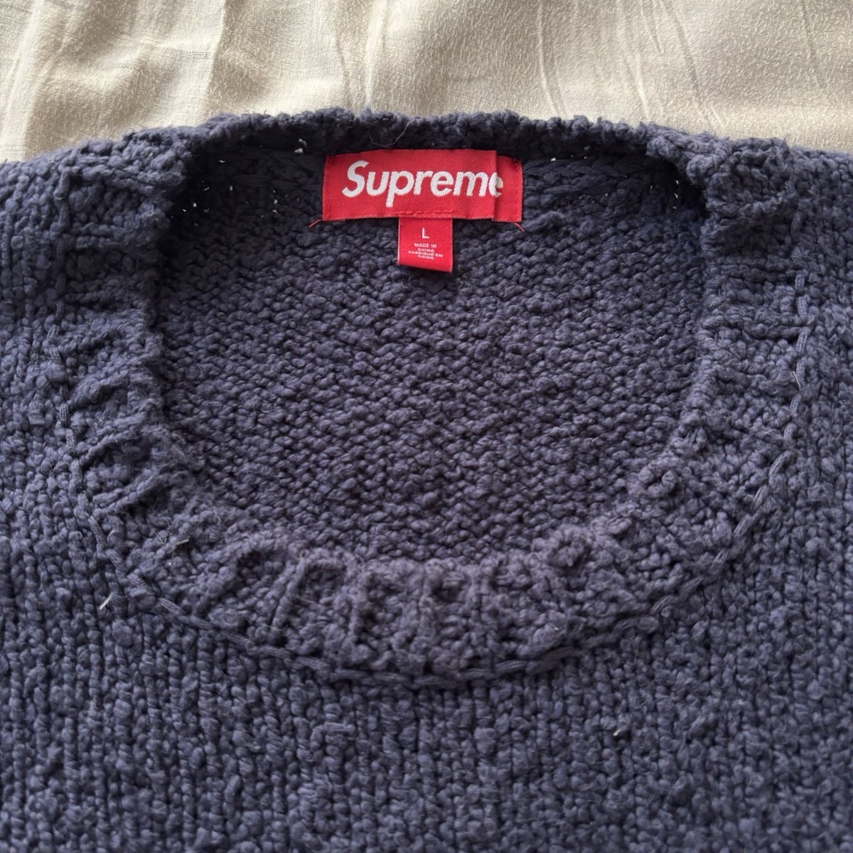 Supreme SS24 Small Box Boucle Sweater - Navy Large | eBay