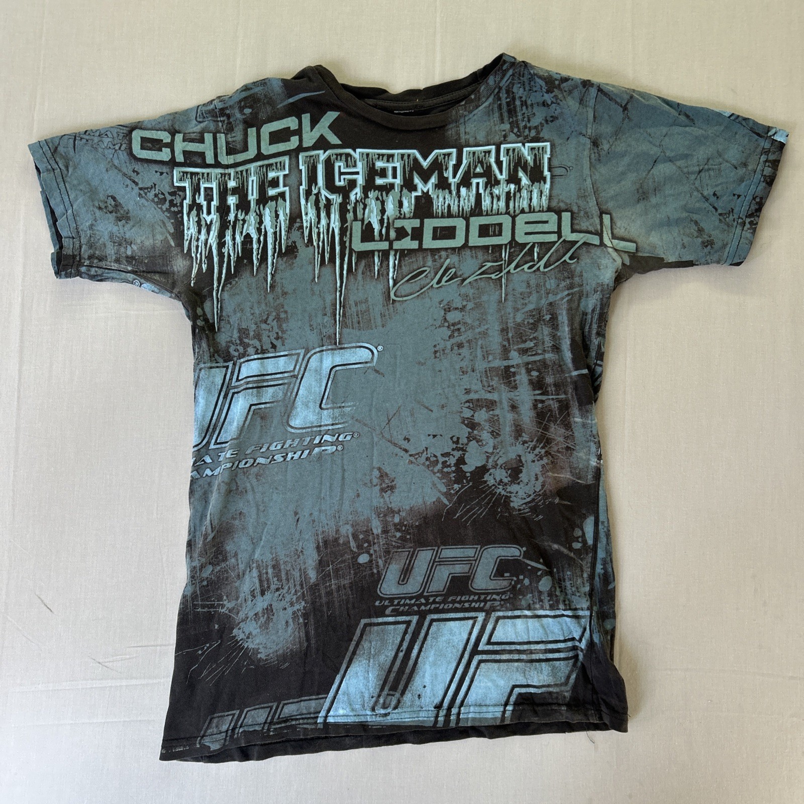 VTG Chuck Liddell The Iceman UFC Shirt MMA Paper Thin M/L AOP
