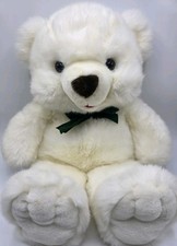 JC Penney Holiday Collection White BEAR 24" Plush Stuffed Toy Green Bow 1996