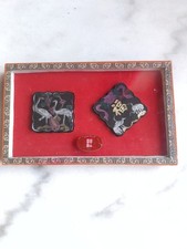 Chinesische Kalligraphie Tinte Vintage 1989 mit Box, Pinselschrift