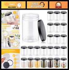 24 Pcs 16oz Clear Plastic Jars with Airtight Lids - Food Storage Containers for