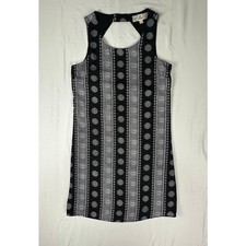 Pink Republic Black White Geometric Sleeveless Shift Dress XS