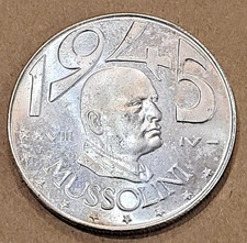 COPIA MONETA 20 LIRE ELMETTO LEONE 1945 XXVIII IV FASCISMO MUSSOLINI MEDAGLIA