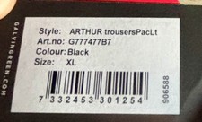 BNWT Galvin Green Gortex Arthur Paclite waterproof Gortex Trousers, Black, XL