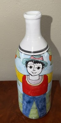 Vintage Italian Art Pottery Vase~ Nino Parrucca Hand painted Ceramic Pitcher 