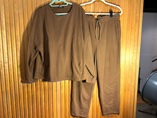 Washed But Never Worn Pretty Garden Brown 2pc Fleece Set XL Sweatshirt & Pants