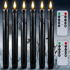 Homemory Black Flameless Taper Candles with Remote and Timer, Real Wax LED Taper