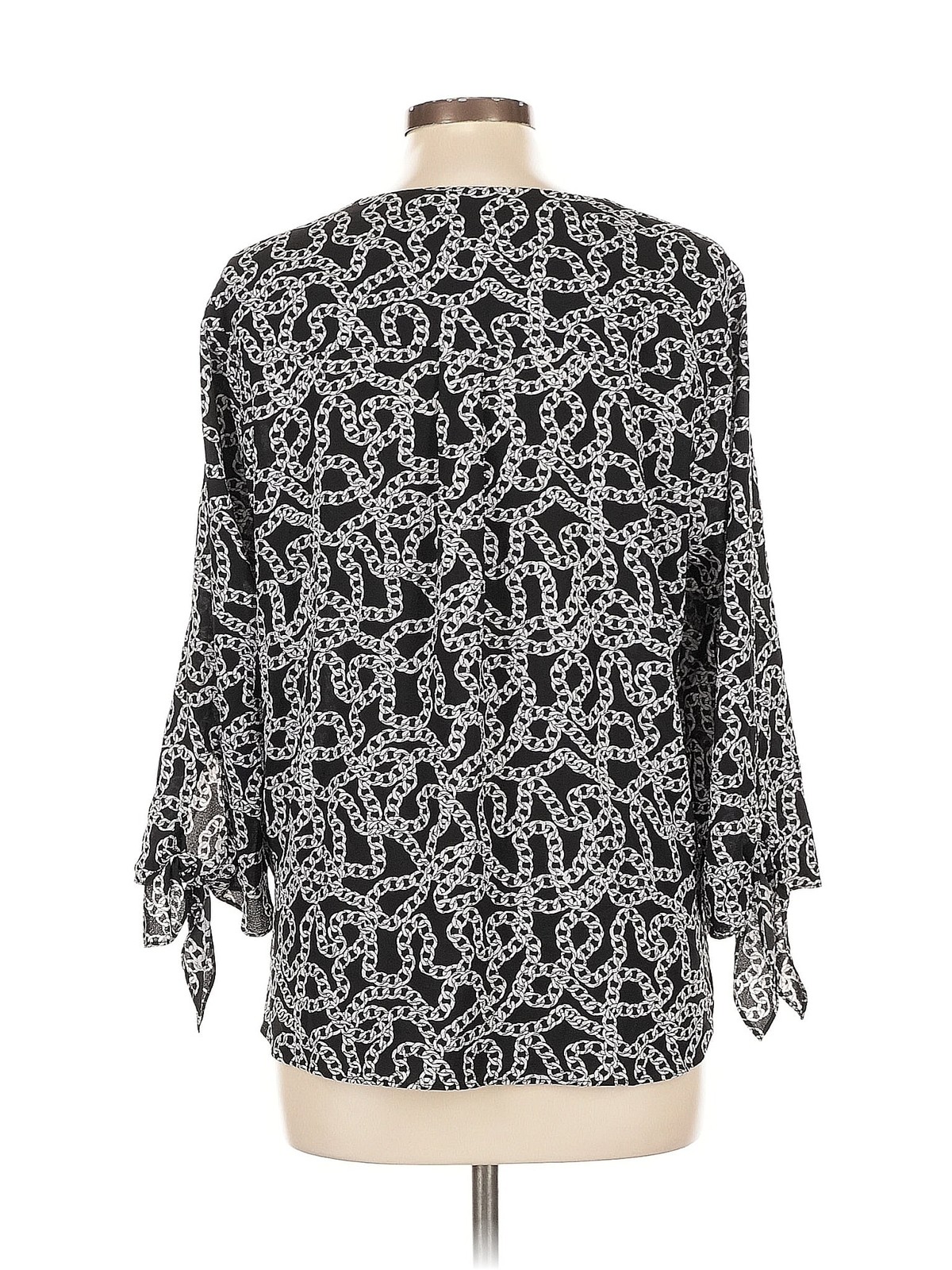 MICHAEL Michael Kors Women Black 3/4 Sleeve Blouse L thumbnail 2