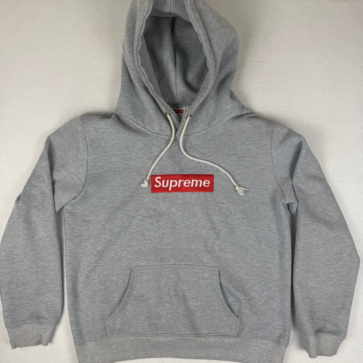 Supreme Box Logo Hoodie Mens XL Heather Grey Red BOGO Sweatshirt