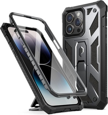 Poetic iPhone 14 Pro Max Hülle 360 Integrierter Displayschutz Metallic Gun Metal