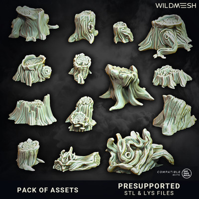 Assets - Tree Trunks - Wild Mesh/Sci-fi/Table top Miniatures