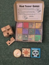 16 VINTAGE GEDANKENTEASER SPIELE, PUZZLE SAMMLUNG HOLZWÜRFEL + MEHR VOLLSTÄNDIG SEHR GUTER ZUSTAND