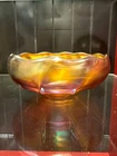 Original Tiffany Studios Iridescent Gold Glass Wavy Bowl LCT Favrile Amazing!!