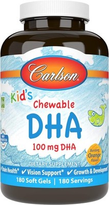 Carlson - Kid's Chewable DHA, 100 mg DHA, Brain Health, Vision Function, Growth