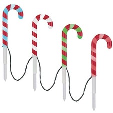 18" LED Multicolor Christmas Candy Cane Pathway Stakes Outdoor Holiday Decor