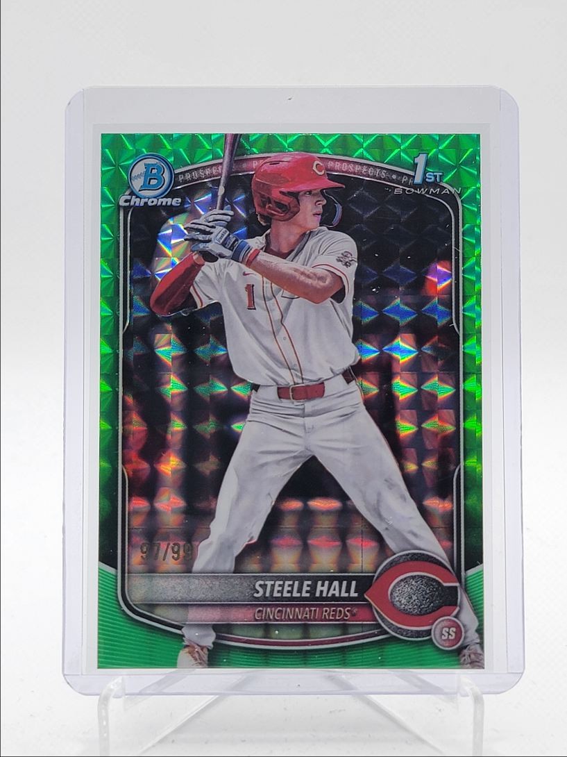 STEELE HALL 2025 BOWMAN CHROME DRAFT 1ST GREEN GEOMETRIC /99 Q6821