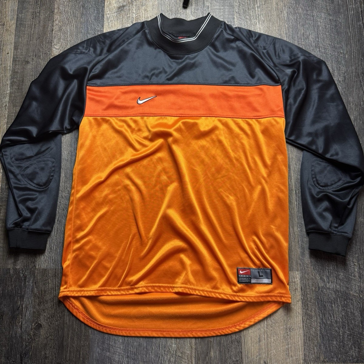 Vintage Nike Jersey Goalkeeper Size Large Orange And Black Retro