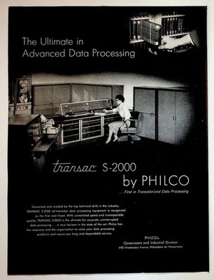 PHILCO Transac S-2000 Computer Ad 1958 Vintage Magazine Print Data Processing