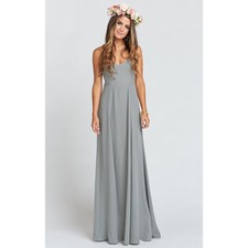 Show Me Your Mumu Godshaw Goddess Gown in Soft Charcoal Crisp M NWT