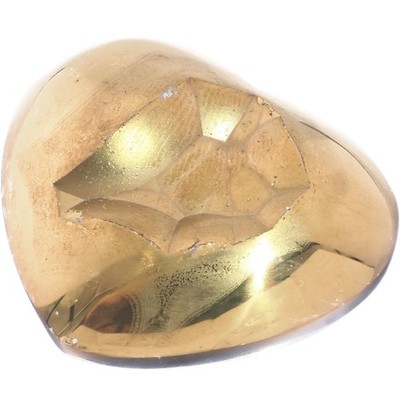 Heart Titanium Gold Agate Botryoidal Druzy 40x35mm Cabochon US Made, 1 5/8''