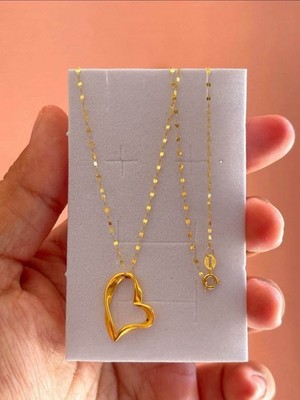 18K REAL SAUDI GOLD PAWNABLE LIGHTWEIGHT NECKLACE WITH PENDANT SET