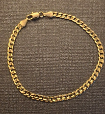  14k Yellow Gold Curb Link Chain Bracelet wit...