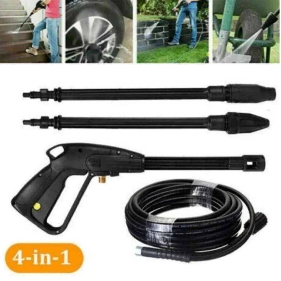 High Pressure Power Washer Spray Gun Wand Lance Quick Nozzle Tips 5M Hose Kit