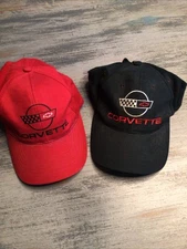 CORVETTE Mid America Red Black Embroidered Cap Pair